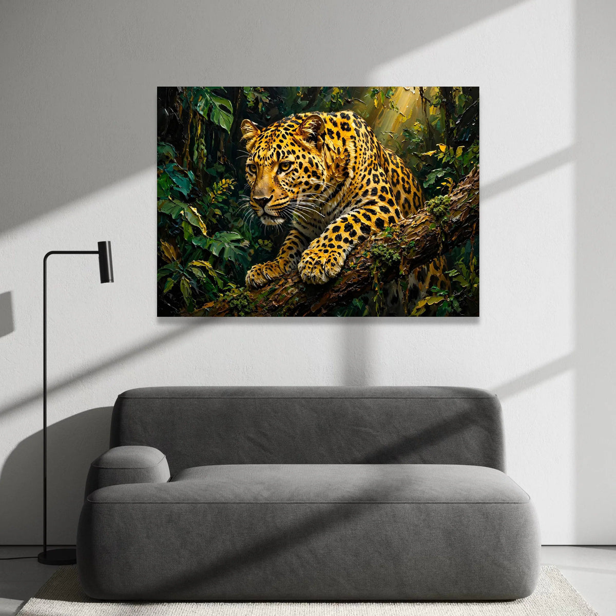Majestic Jaguar Jungle Canvas, Wildlife Animal Wall Art, Exotic Forest Scene, Nature Canvas Decoration, Ready to Hang Canvas Print Art