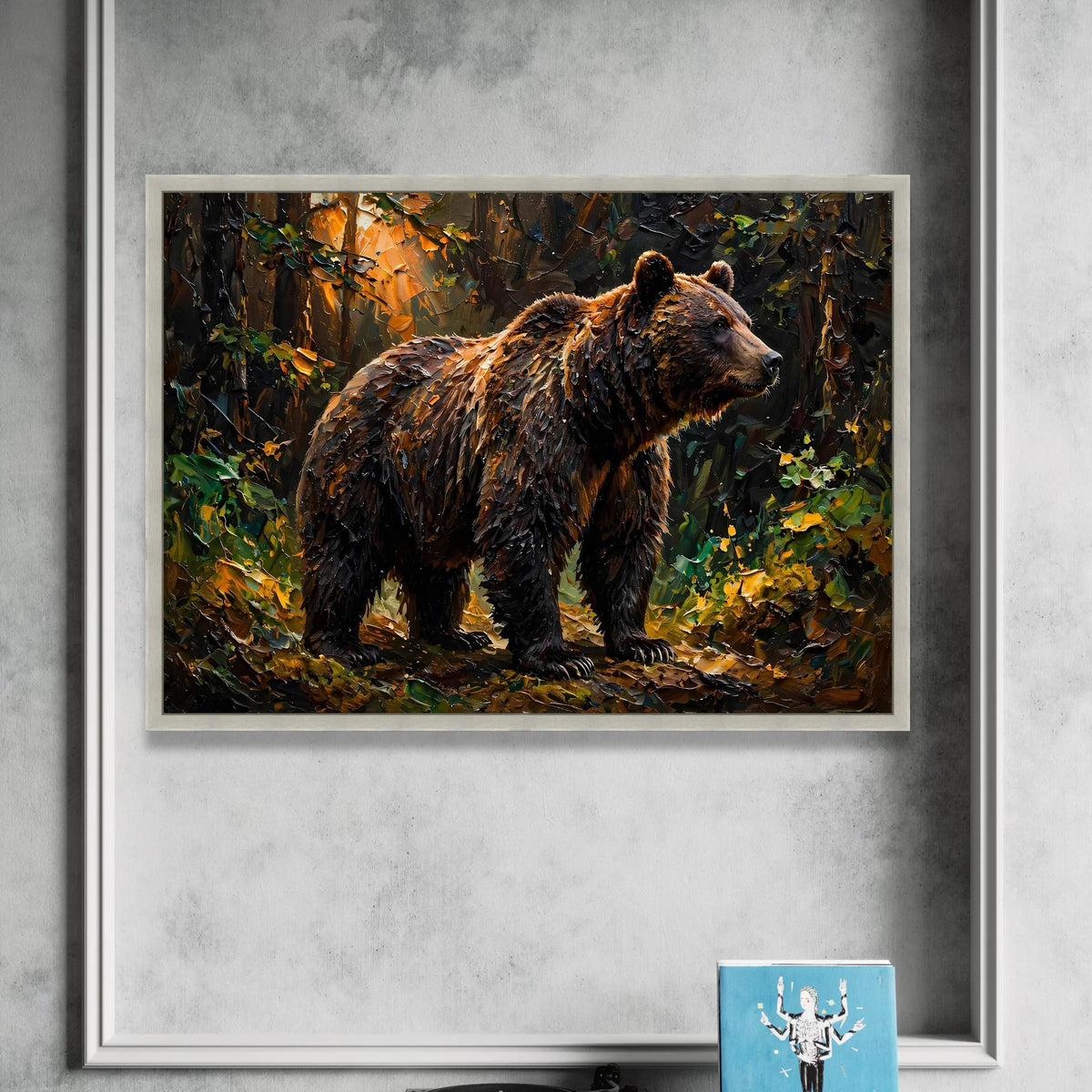 Majestic Brown Bear Autumn Forest Canvas, Wildlife Wall Art, Nature Animal Canvas, Rustic Home Decoration, Ready to Hang Canvas Print Art