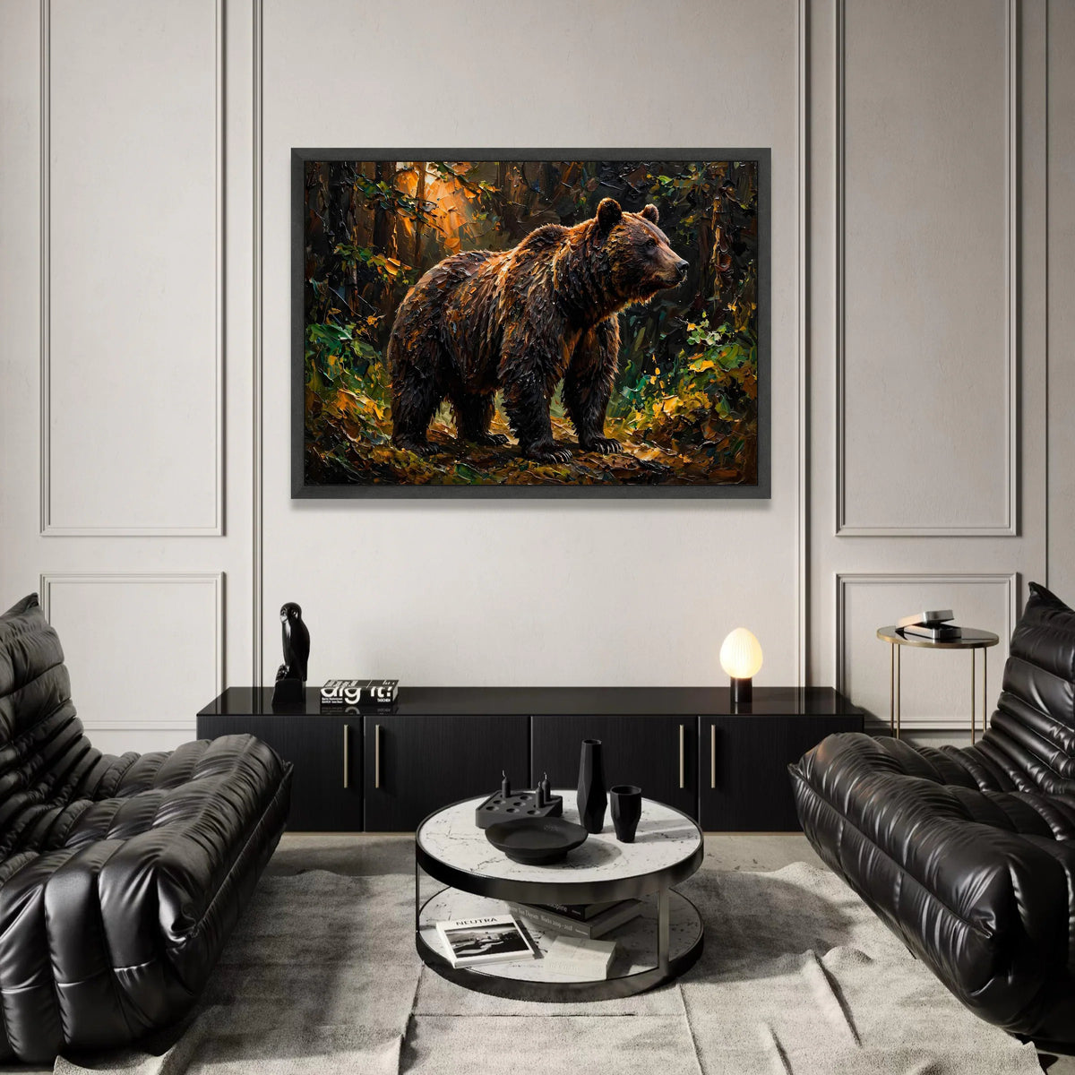 Majestic Brown Bear Autumn Forest Canvas, Wildlife Wall Art, Nature Animal Canvas, Rustic Home Decoration, Ready to Hang Canvas Print Art