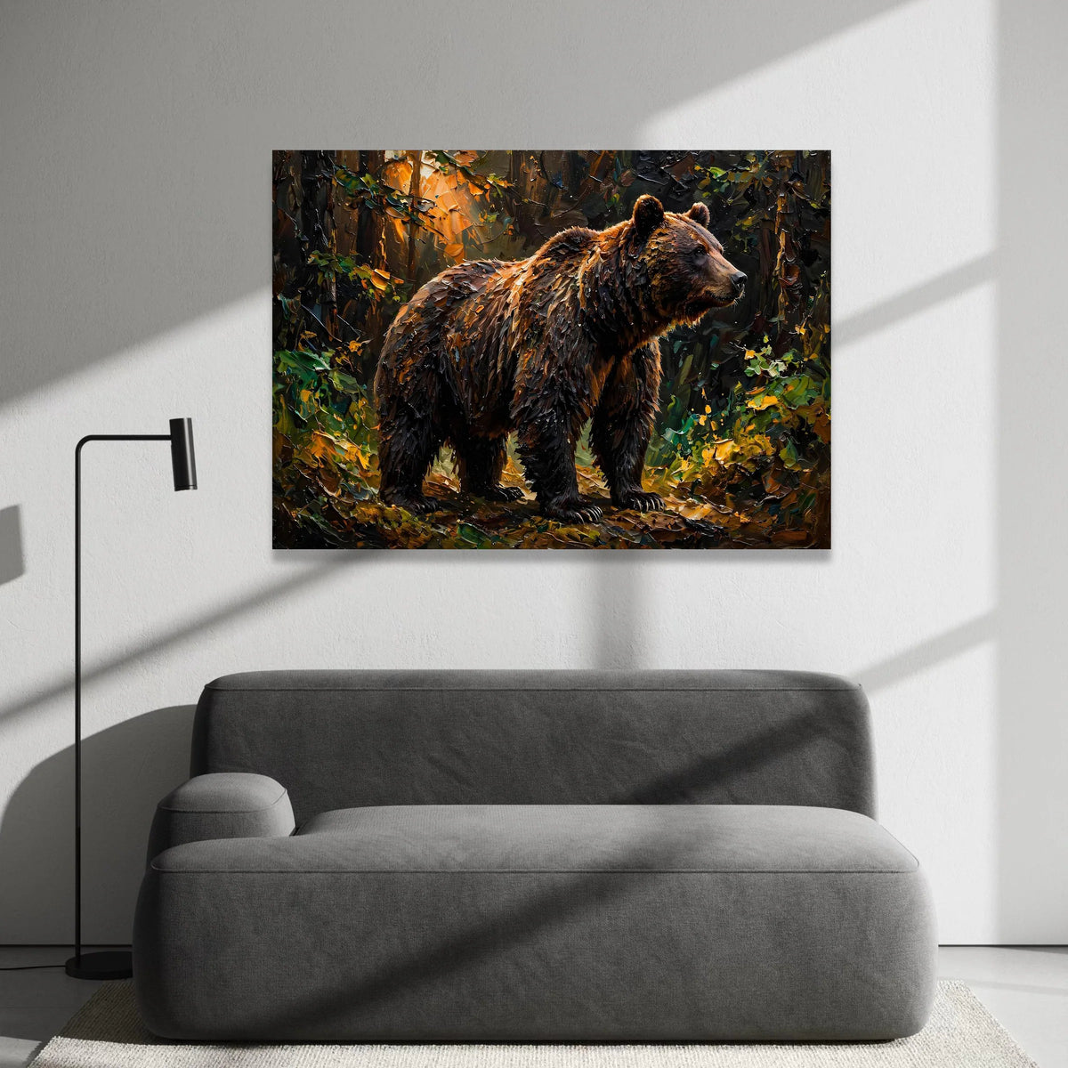 Majestic Brown Bear Autumn Forest Canvas, Wildlife Wall Art, Nature Animal Canvas, Rustic Home Decoration, Ready to Hang Canvas Print Art