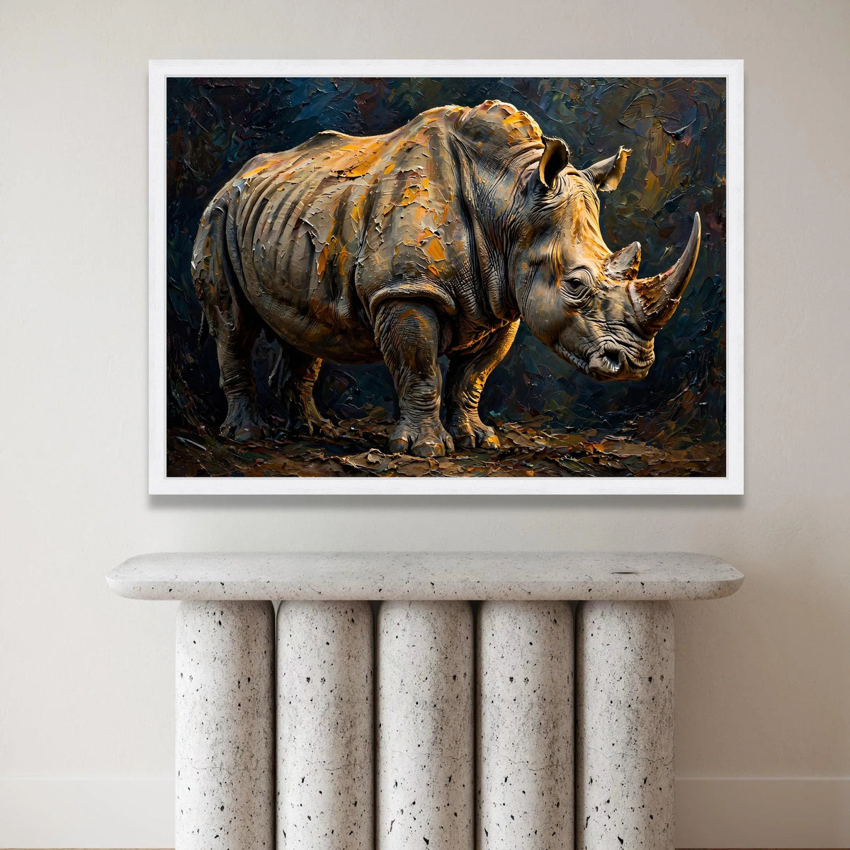 Majestic Rhino Canvas Wall Art, Wildlife Animal Print, Safari Home Decor, Nature Canvas, Ready to Hang Wall Decoration Canvas Print Art