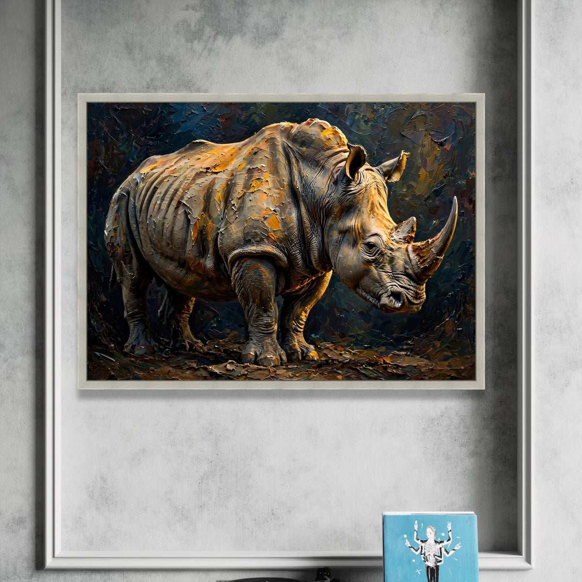 Majestic Rhino Canvas Wall Art, Wildlife Animal Print, Safari Home Decor, Nature Canvas, Ready to Hang Wall Decoration Canvas Print Art