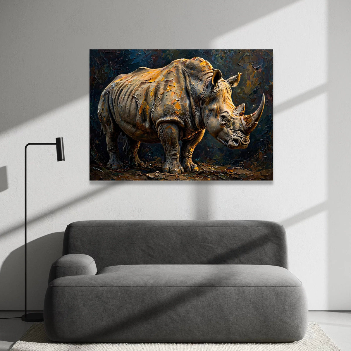 Majestic Rhino Canvas Wall Art, Wildlife Animal Print, Safari Home Decor, Nature Canvas, Ready to Hang Wall Decoration Canvas Print Art