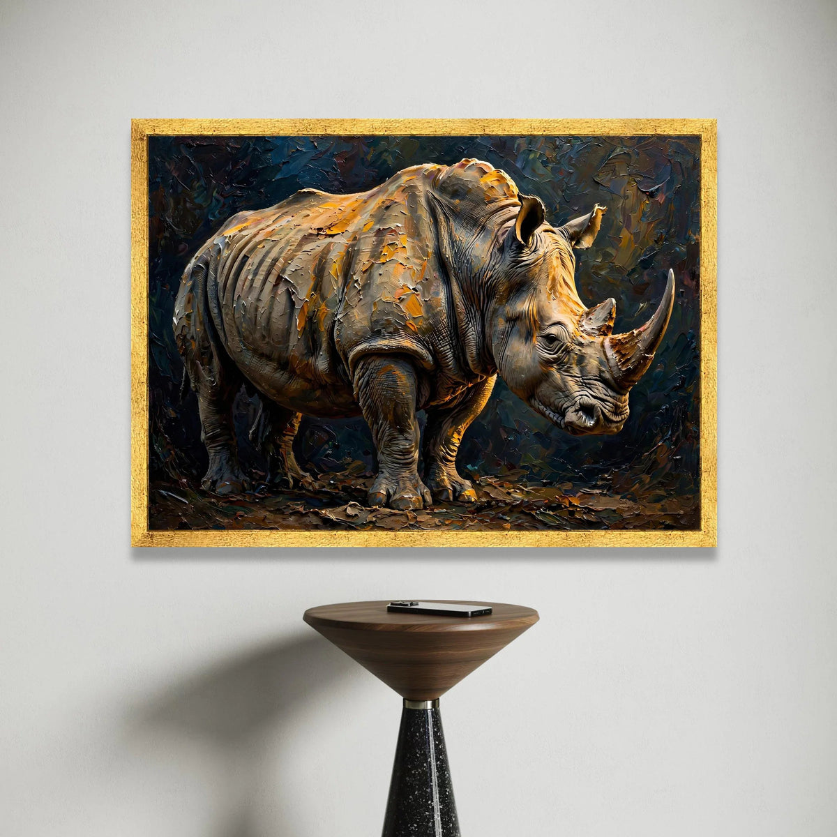 Majestic Rhino Canvas Wall Art, Wildlife Animal Print, Safari Home Decor, Nature Canvas, Ready to Hang Wall Decoration Canvas Print Art