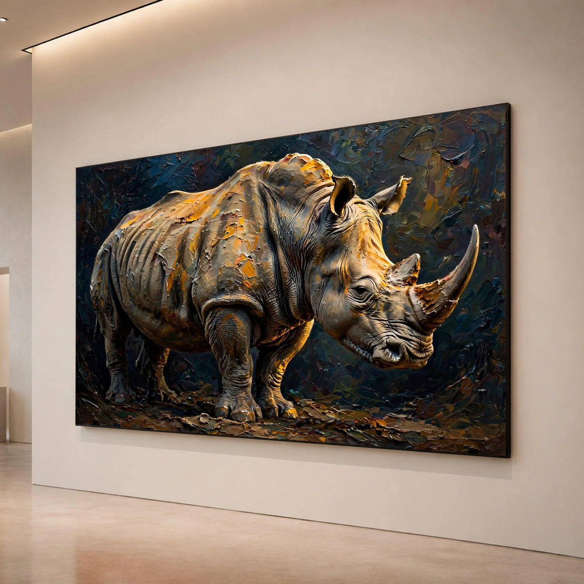 Majestic Rhino Canvas Wall Art, Wildlife Animal Print, Safari Home Decor, Nature Canvas, Ready to Hang Wall Decoration Canvas Print Art