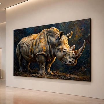 Majestic Rhino Canvas Wall Art, Wildlife Animal Print, Safari Home Decor, Nature Canvas, Ready to Hang Wall Decoration Canvas Print Art