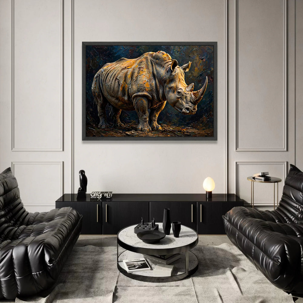 Majestic Rhino Canvas Wall Art, Wildlife Animal Print, Safari Home Decor, Nature Canvas, Ready to Hang Wall Decoration Canvas Print Art