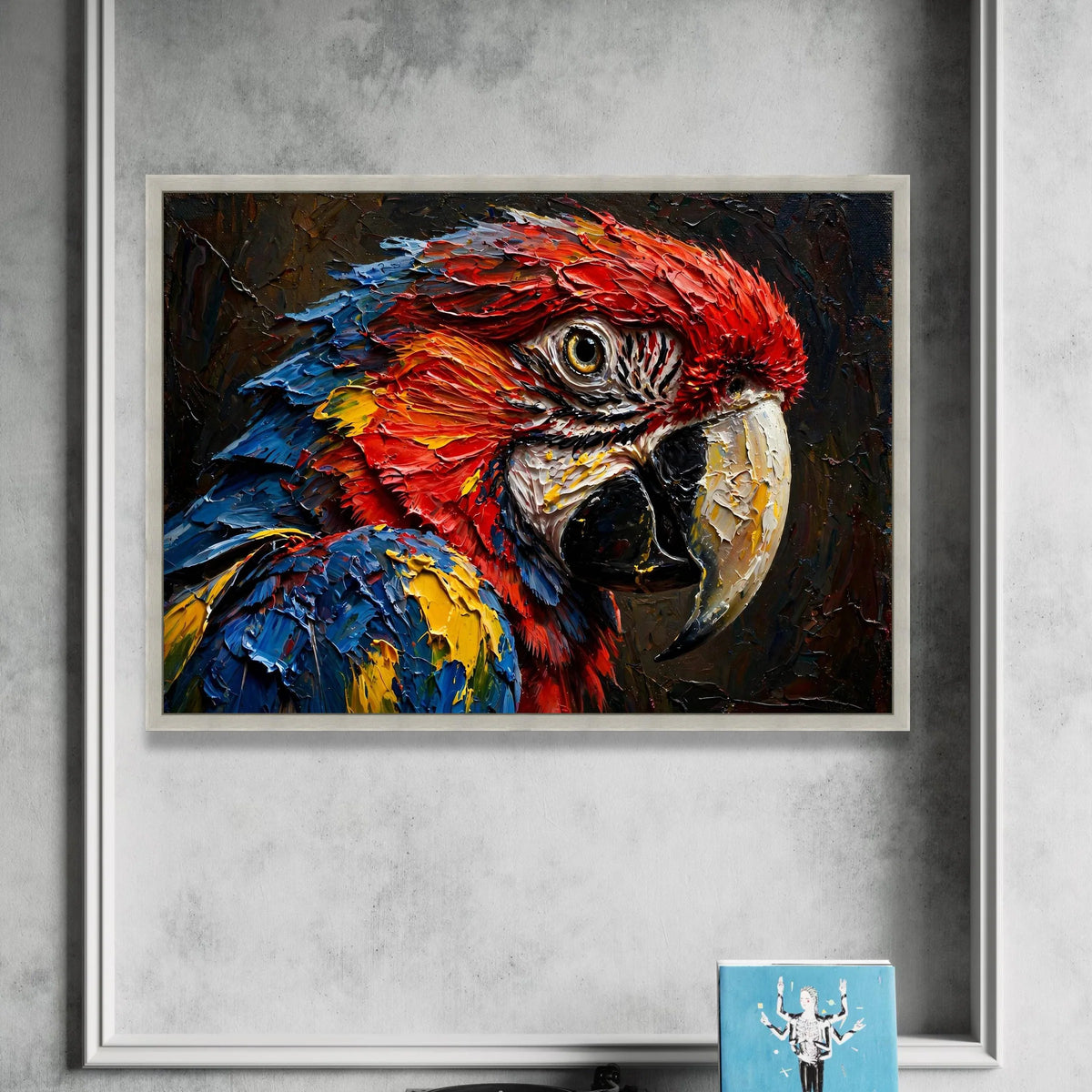 Colorful Parrot Head Close-Up Canvas, Tropical Bird Wall Art, Exotic Nature Decor, Vibrant Wildlife Canvas, Ready to Hang Canvas Print Art
