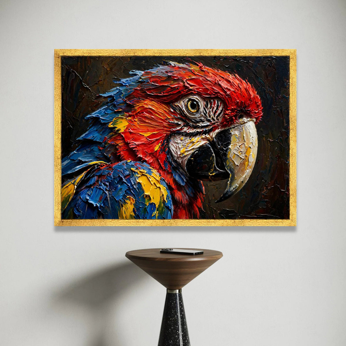 Colorful Parrot Head Close-Up Canvas, Tropical Bird Wall Art, Exotic Nature Decor, Vibrant Wildlife Canvas, Ready to Hang Canvas Print Art