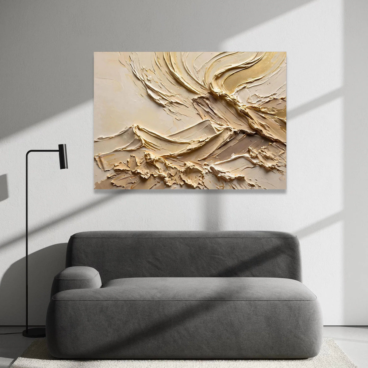 Neutral Cream Flow Abstract Canvas, Contemporary Swirl Wall Art, Beige Modern Home Decor, Elegant Living Room Canvas, Ready Canvas Print Art