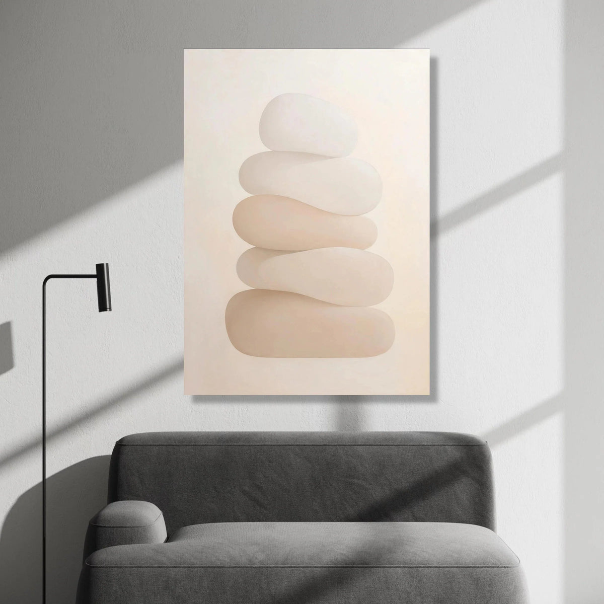 Neutral Stacked Stones Canvas, Minimalist Abstract Wall Art, Modern Home Decor, Calming Natural Shapes Canvas, Soft Beige Canvas Print Art