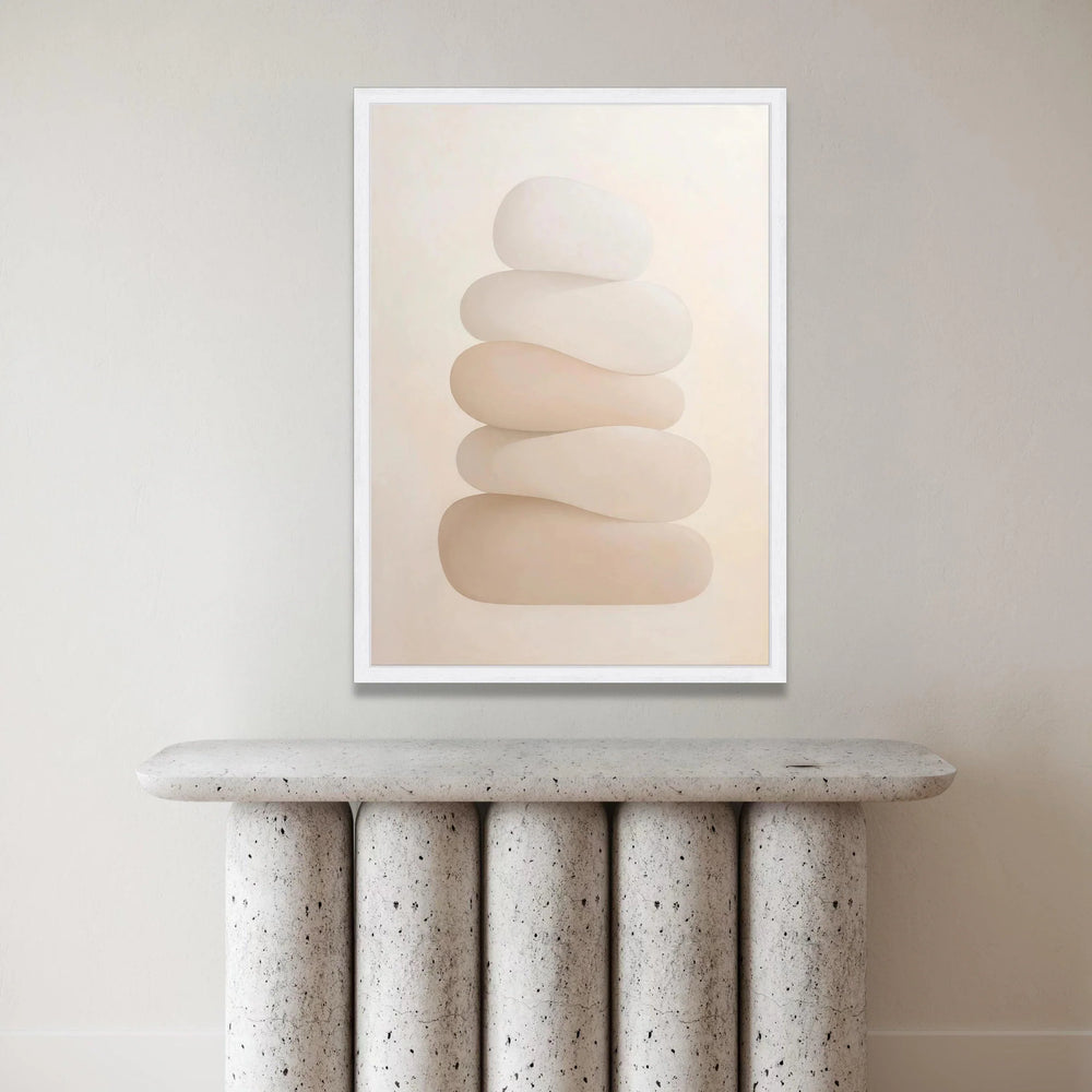 Neutral Stacked Stones Canvas, Minimalist Abstract Wall Art, Modern Home Decor, Calming Natural Shapes Canvas, Soft Beige Canvas Print Art