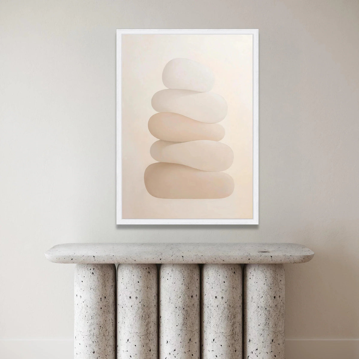 Neutral Stacked Stones Canvas, Minimalist Abstract Wall Art, Modern Home Decor, Calming Natural Shapes Canvas, Soft Beige Canvas Print Art