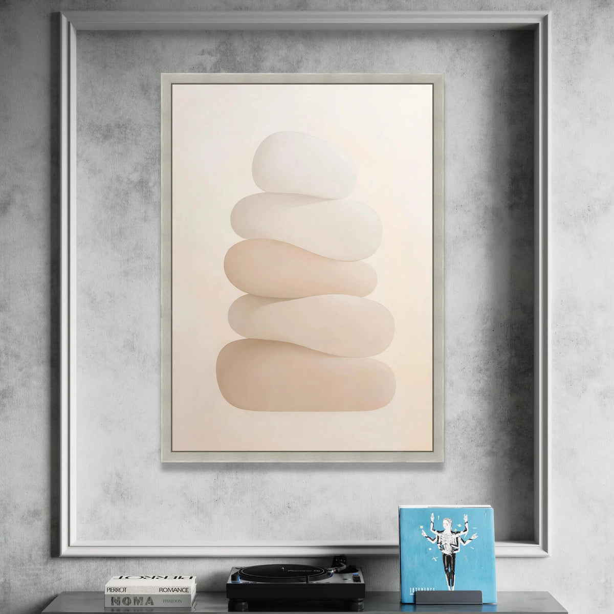 Neutral Stacked Stones Canvas, Minimalist Abstract Wall Art, Modern Home Decor, Calming Natural Shapes Canvas, Soft Beige Canvas Print Art