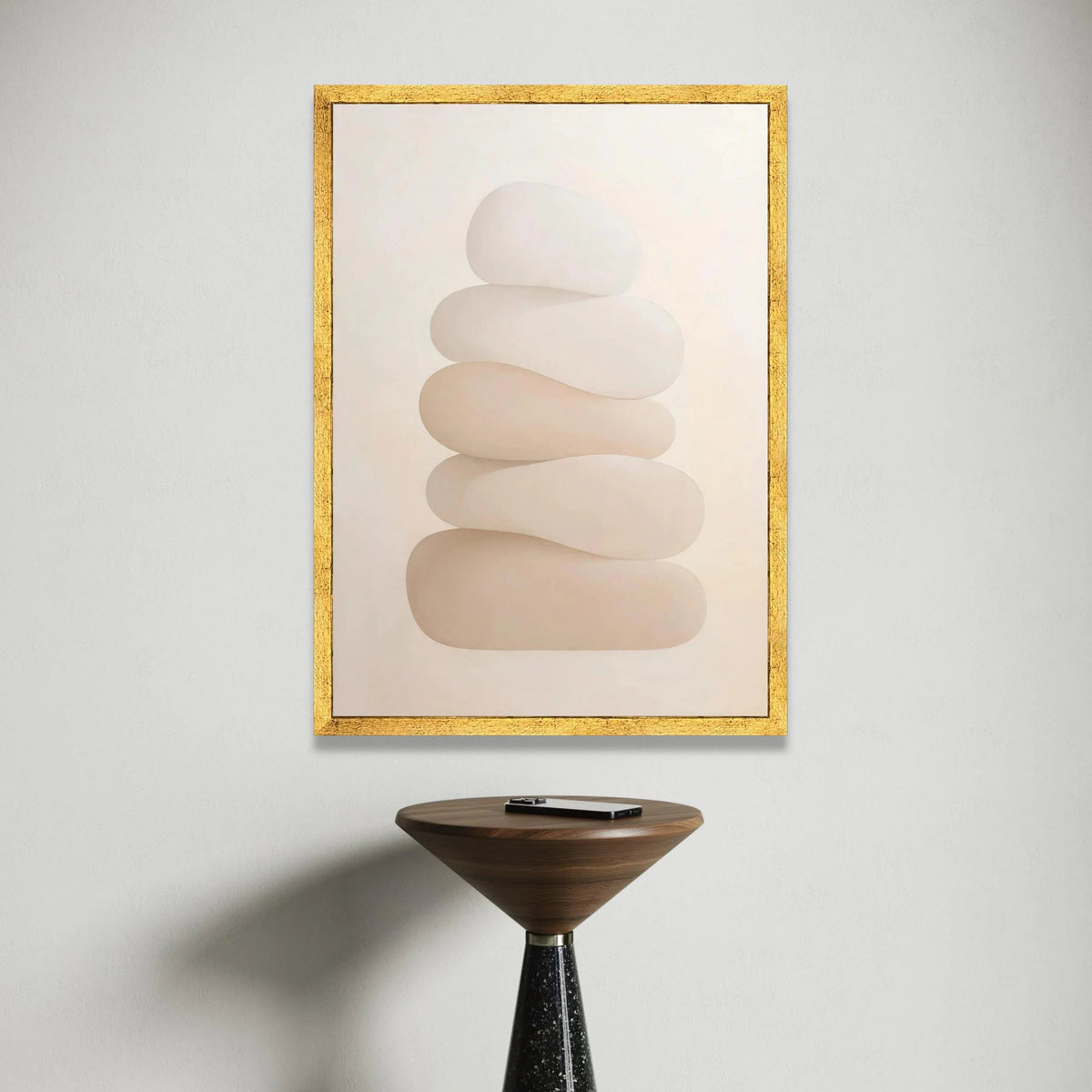 Neutral Stacked Stones Canvas, Minimalist Abstract Wall Art, Modern Home Decor, Calming Natural Shapes Canvas, Soft Beige Canvas Print Art