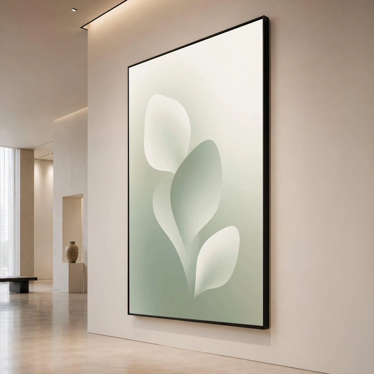 Soft Abstract Leaves Canvas, Minimalist Botanical Wall Art, Neutral Color Home Decor, Modern Canvas Print, Gentle Organic Canvas Print Art