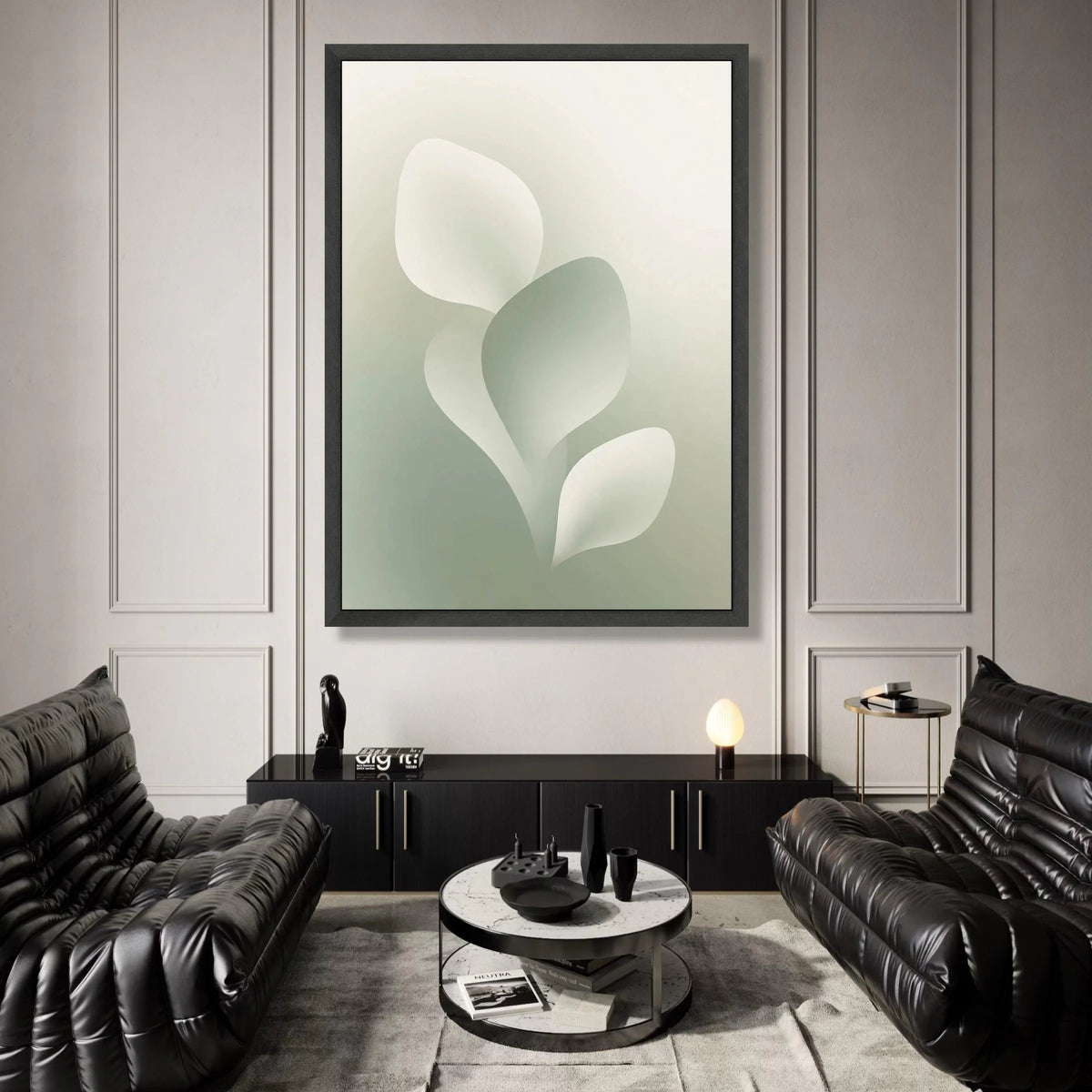 Soft Abstract Leaves Canvas, Minimalist Botanical Wall Art, Neutral Color Home Decor, Modern Canvas Print, Gentle Organic Canvas Print Art