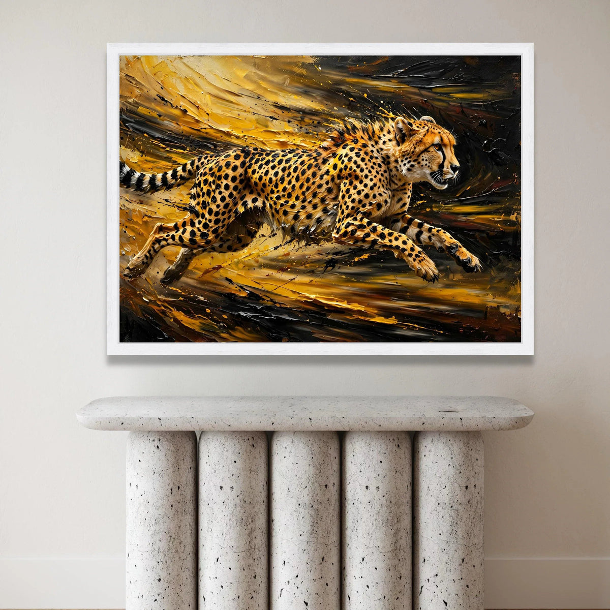 Dynamic Cheetah Motion Canvas, Wildlife Wall Art, Speed and Power Animal Canvas, Modern Safari Decor, Ready to Hang Canvas Print Art