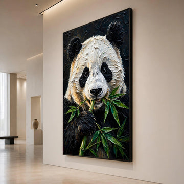 Close-up Panda Eating Bamboo Canvas, Wildlife Animal Wall Art, Nature Animal Portrait, Charming Animal Canvas, Home Decor Canvas Print Art