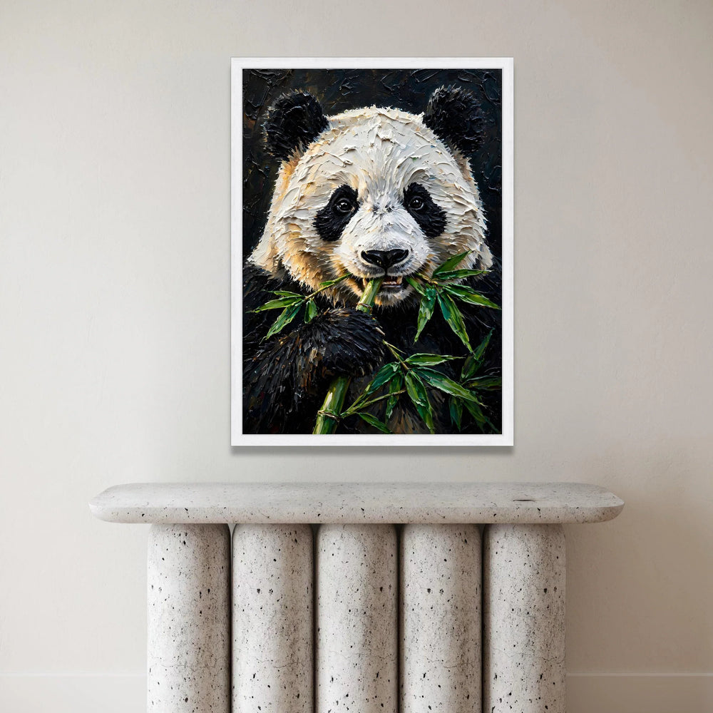 Close-up Panda Eating Bamboo Canvas, Wildlife Animal Wall Art, Nature Animal Portrait, Charming Animal Canvas, Home Decor Canvas Print Art