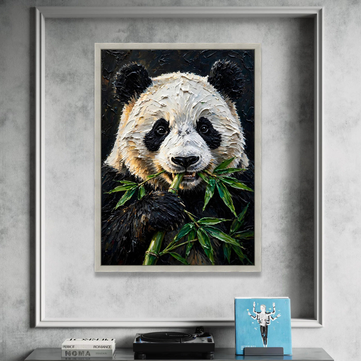 Close-up Panda Eating Bamboo Canvas, Wildlife Animal Wall Art, Nature Animal Portrait, Charming Animal Canvas, Home Decor Canvas Print Art
