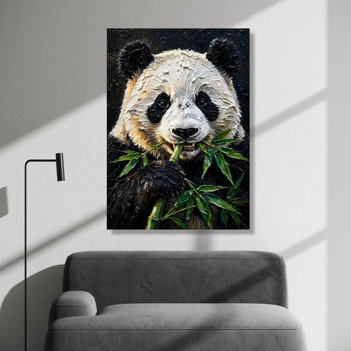 Close-up Panda Eating Bamboo Canvas, Wildlife Animal Wall Art, Nature Animal Portrait, Charming Animal Canvas, Home Decor Canvas Print Art