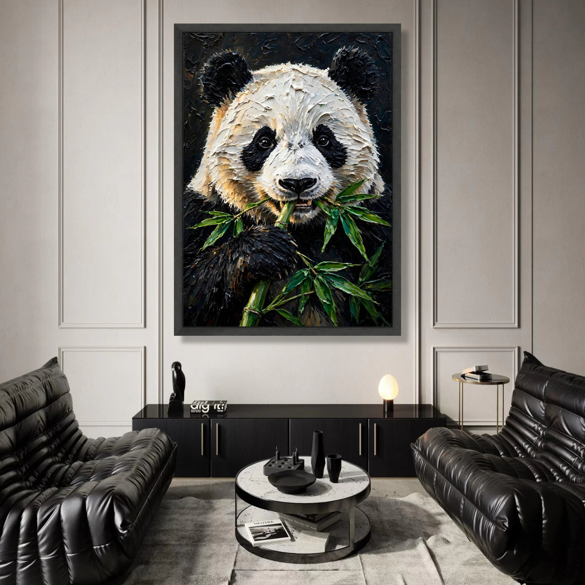 Close-up Panda Eating Bamboo Canvas, Wildlife Animal Wall Art, Nature Animal Portrait, Charming Animal Canvas, Home Decor Canvas Print Art