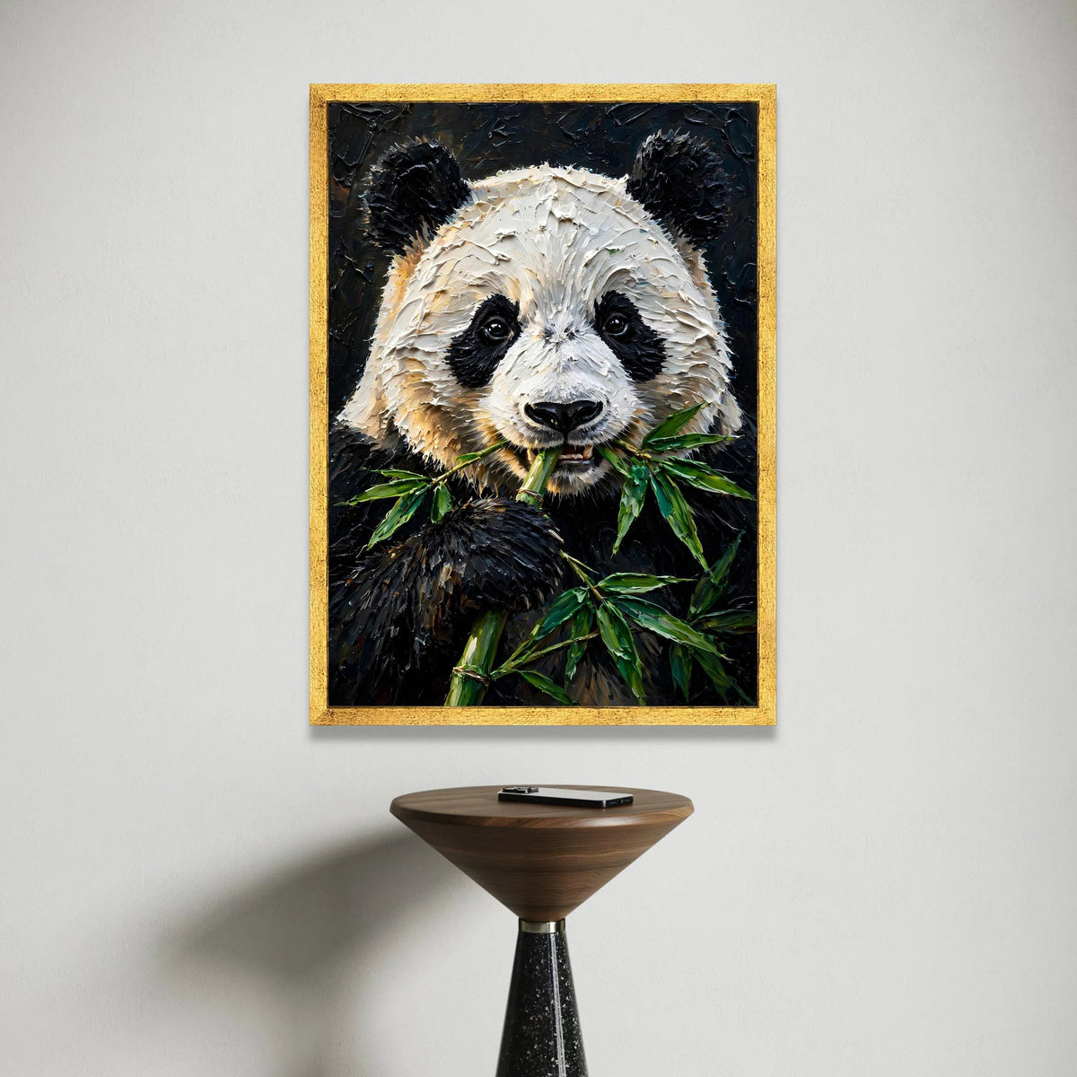 Close-up Panda Eating Bamboo Canvas, Wildlife Animal Wall Art, Nature Animal Portrait, Charming Animal Canvas, Home Decor Canvas Print Art