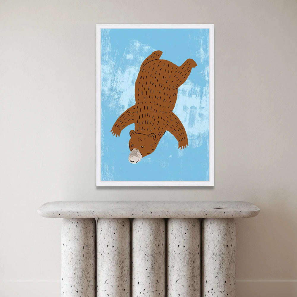 Playful Brown Bear Illustration Canvas, Cute Animal Wall Art, Kids Room Decor, Whimsical Forest Canvas Art, Nursery Canvas Canvas Print Art