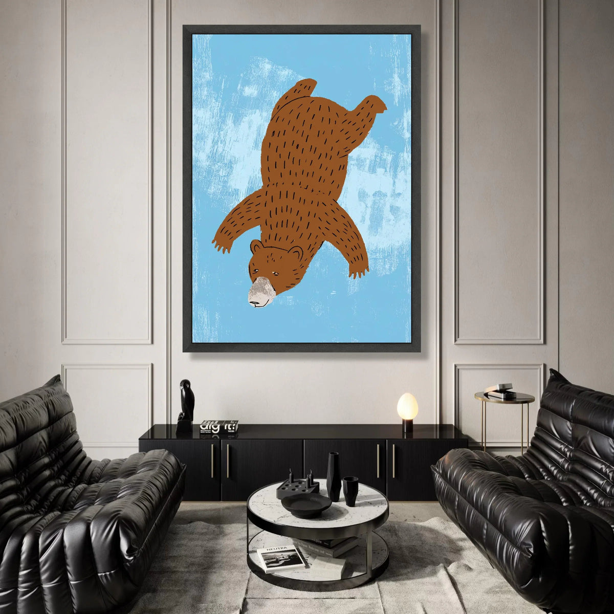 Playful Brown Bear Illustration Canvas, Cute Animal Wall Art, Kids Room Decor, Whimsical Forest Canvas Art, Nursery Canvas Canvas Print Art