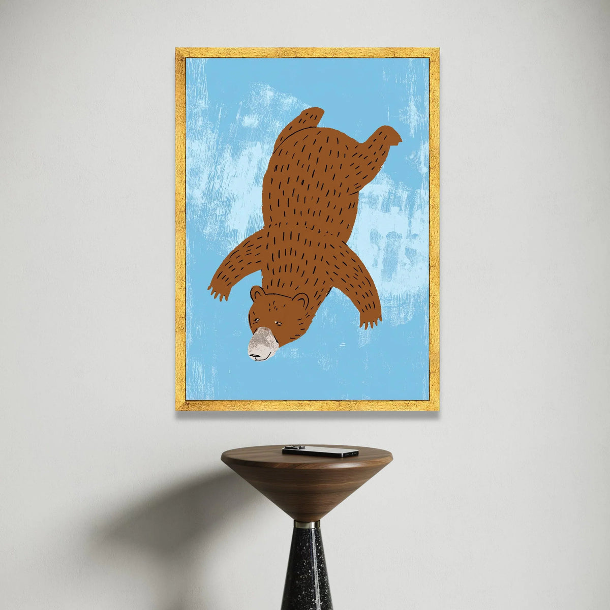 Playful Brown Bear Illustration Canvas, Cute Animal Wall Art, Kids Room Decor, Whimsical Forest Canvas Art, Nursery Canvas Canvas Print Art