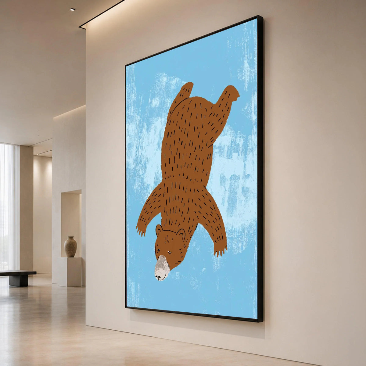Playful Brown Bear Illustration Canvas, Cute Animal Wall Art, Kids Room Decor, Whimsical Forest Canvas Art, Nursery Canvas Canvas Print Art