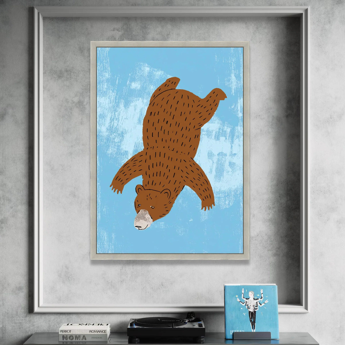 Playful Brown Bear Illustration Canvas, Cute Animal Wall Art, Kids Room Decor, Whimsical Forest Canvas Art, Nursery Canvas Canvas Print Art