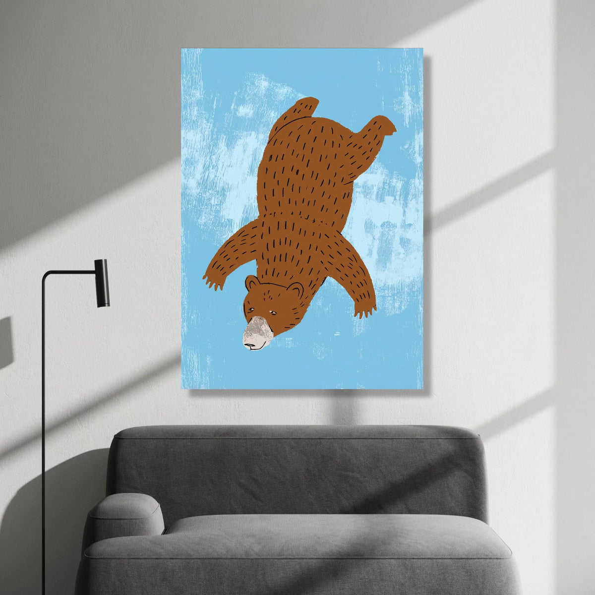 Playful Brown Bear Illustration Canvas, Cute Animal Wall Art, Kids Room Decor, Whimsical Forest Canvas Art, Nursery Canvas Canvas Print Art