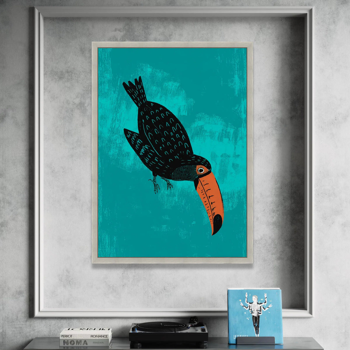 Playful Toucan Bird Canvas Art, Tropical Wall Decor, Vibrant Wildlife Illustration, Nature-Inspired Home Canvas, Ready to Canvas Print Art