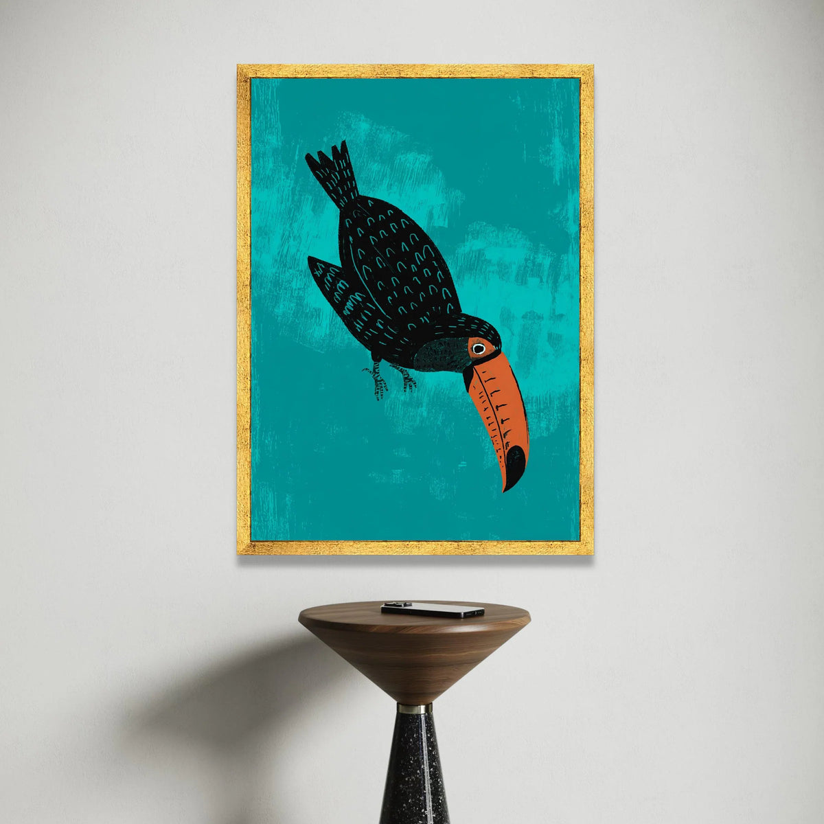 Playful Toucan Bird Canvas Art, Tropical Wall Decor, Vibrant Wildlife Illustration, Nature-Inspired Home Canvas, Ready to Canvas Print Art