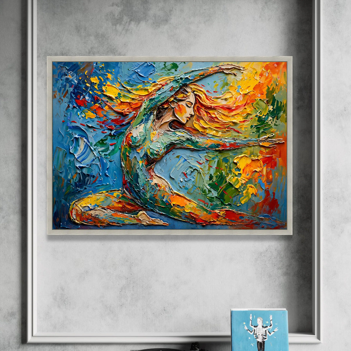 Vibrant Dance of Colors Canvas, Abstract Woman Portrait Art, Expressive Figurative Painting, Colorful Wall Decor, Modern Canvas Print Art