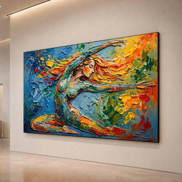 Vibrant Dance of Colors Canvas, Abstract Woman Portrait Art, Expressive Figurative Painting, Colorful Wall Decor, Modern Canvas Print Art