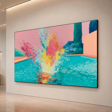 David Hockney Style Pool Splash Canvas, Colorful Modern Wall Art, Vibrant Abstract Water Scene, Contemporary Home Decor Canvas Print Art