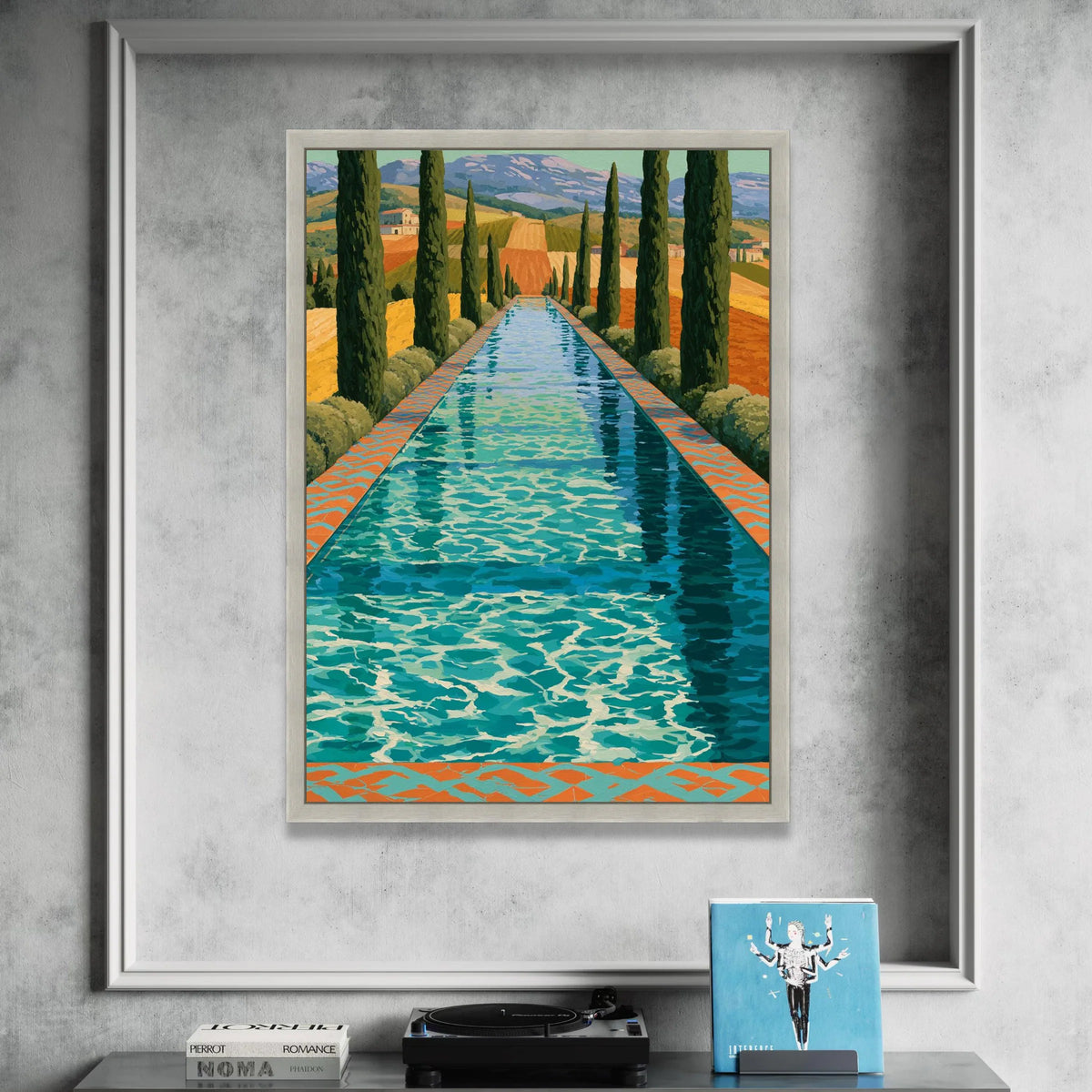 David Hockney Pool Landscape Canvas, Vibrant Modern Scenic Wall Art, Contemporary Home Decoration Canvas Print Art