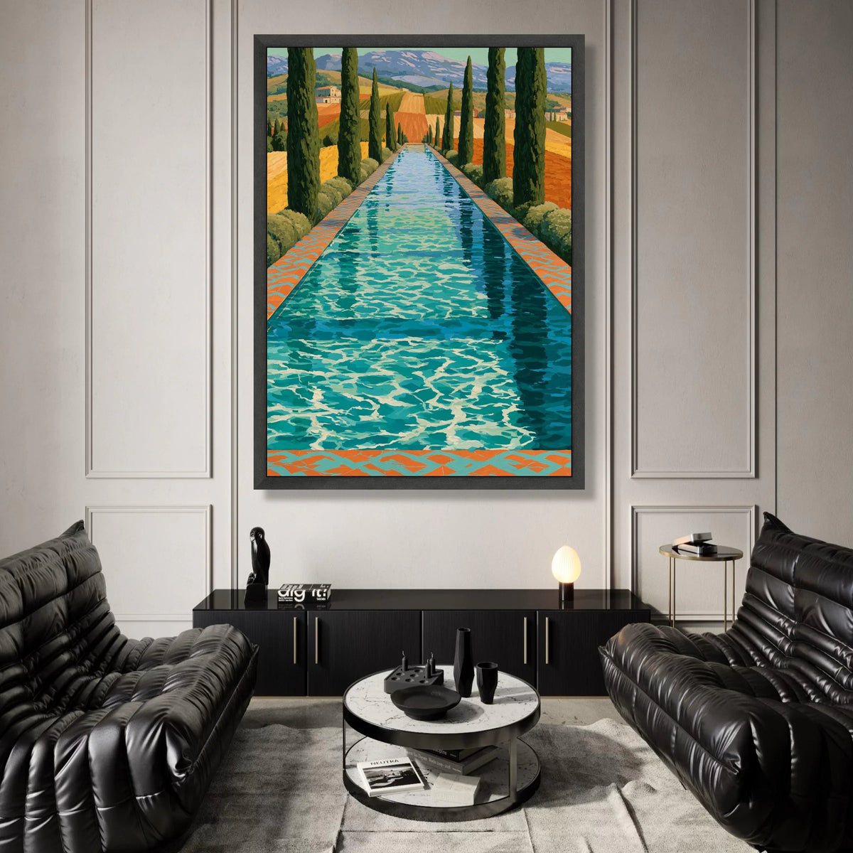 David Hockney Pool Landscape Canvas, Vibrant Modern Scenic Wall Art, Contemporary Home Decoration Canvas Print Art