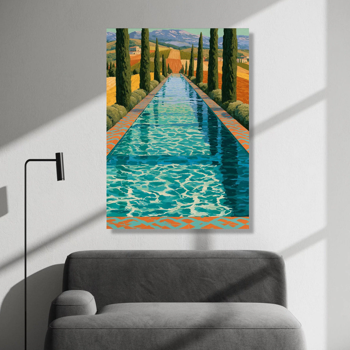 David Hockney Pool Landscape Canvas, Vibrant Modern Scenic Wall Art, Contemporary Home Decoration Canvas Print Art