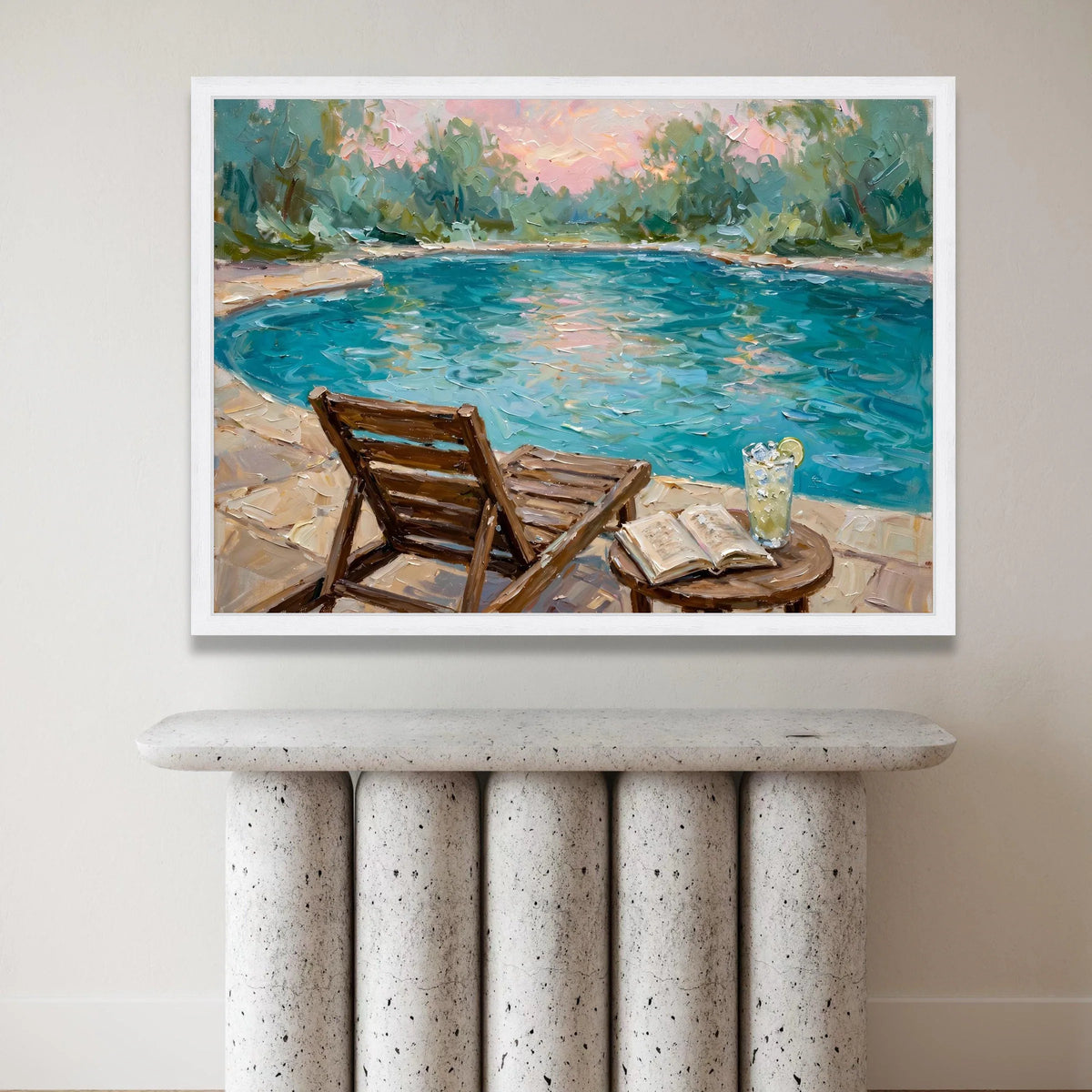 David Hockney Style Poolside Scene Canvas, Modern Impressionist Wall Art, Relaxing Summer Vibes, Outdoor Leisure Decor, Canvas Print Art