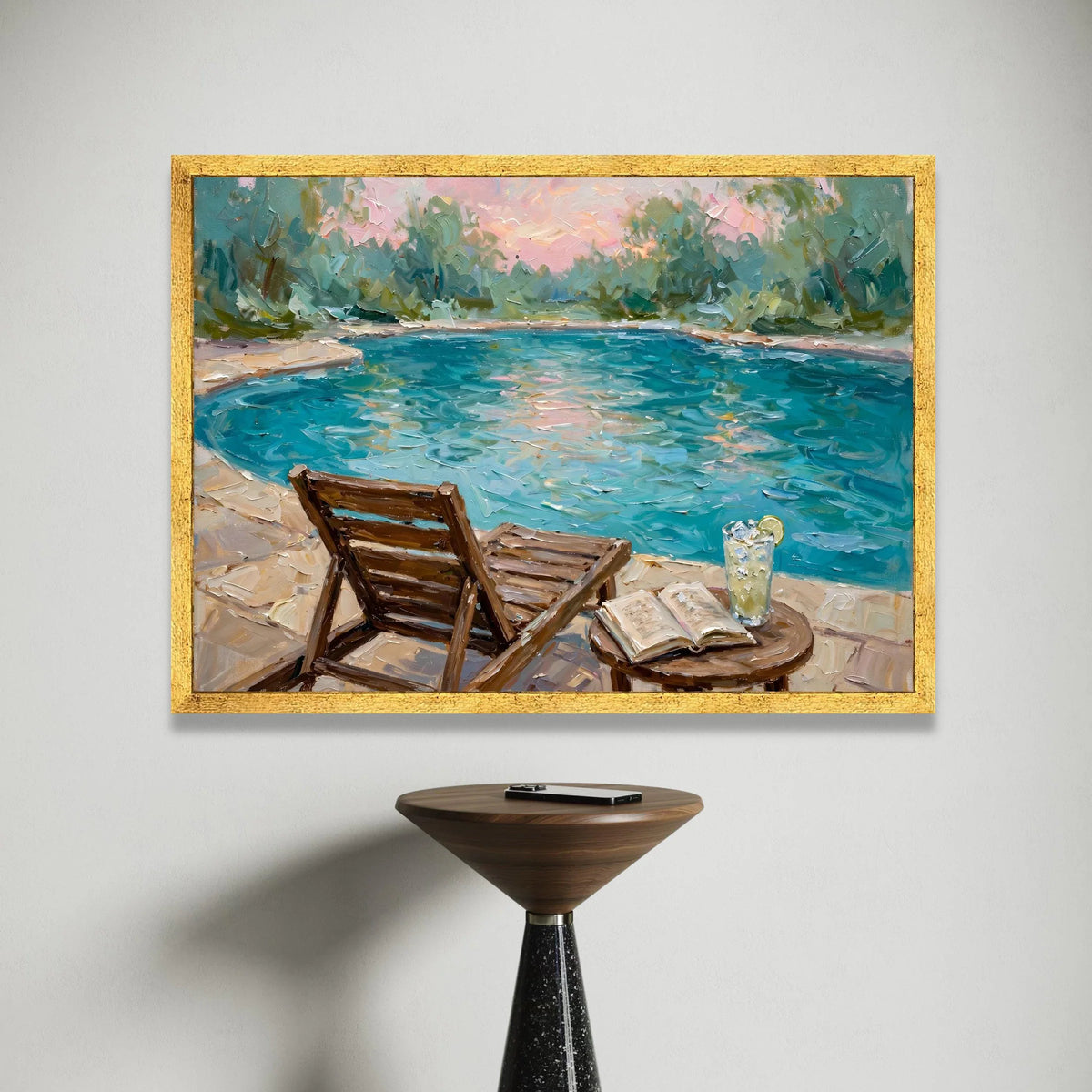 David Hockney Style Poolside Scene Canvas, Modern Impressionist Wall Art, Relaxing Summer Vibes, Outdoor Leisure Decor, Canvas Print Art