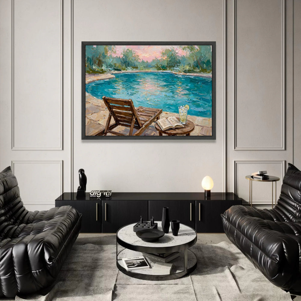 David Hockney Style Poolside Scene Canvas, Modern Impressionist Wall Art, Relaxing Summer Vibes, Outdoor Leisure Decor, Canvas Print Art