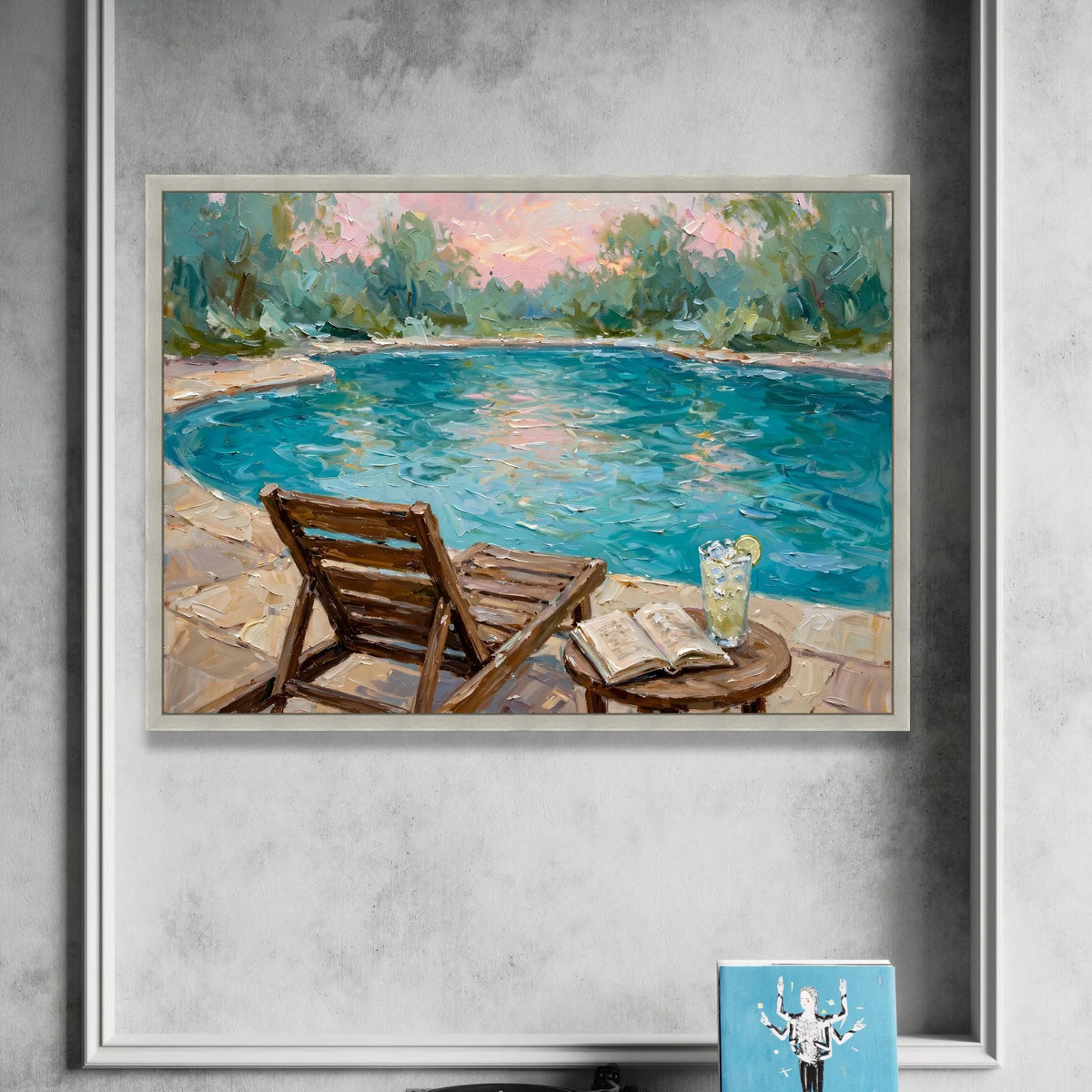 David Hockney Style Poolside Scene Canvas, Modern Impressionist Wall Art, Relaxing Summer Vibes, Outdoor Leisure Decor, Canvas Print Art