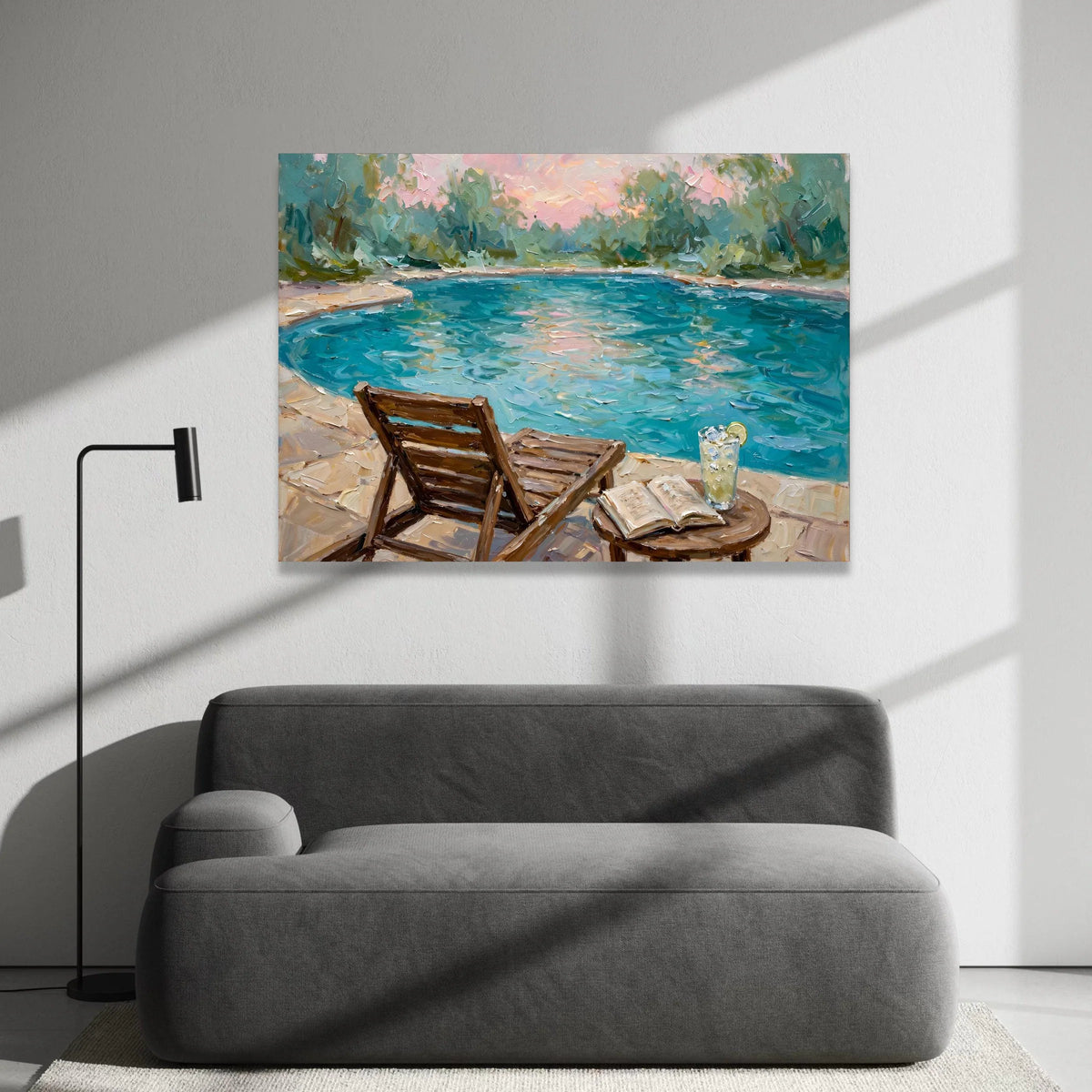 David Hockney Style Poolside Scene Canvas, Modern Impressionist Wall Art, Relaxing Summer Vibes, Outdoor Leisure Decor, Canvas Print Art