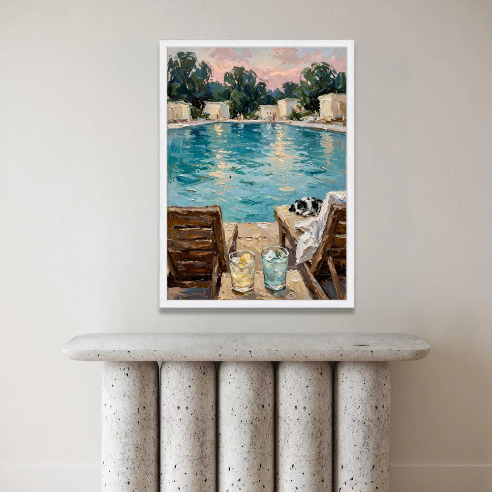 David Hockney Poolside View Canvas Wall Art, Summer Leisure Scene, Modern Impressionist Home Decor, Relaxing Outdoor Canvas Print Art