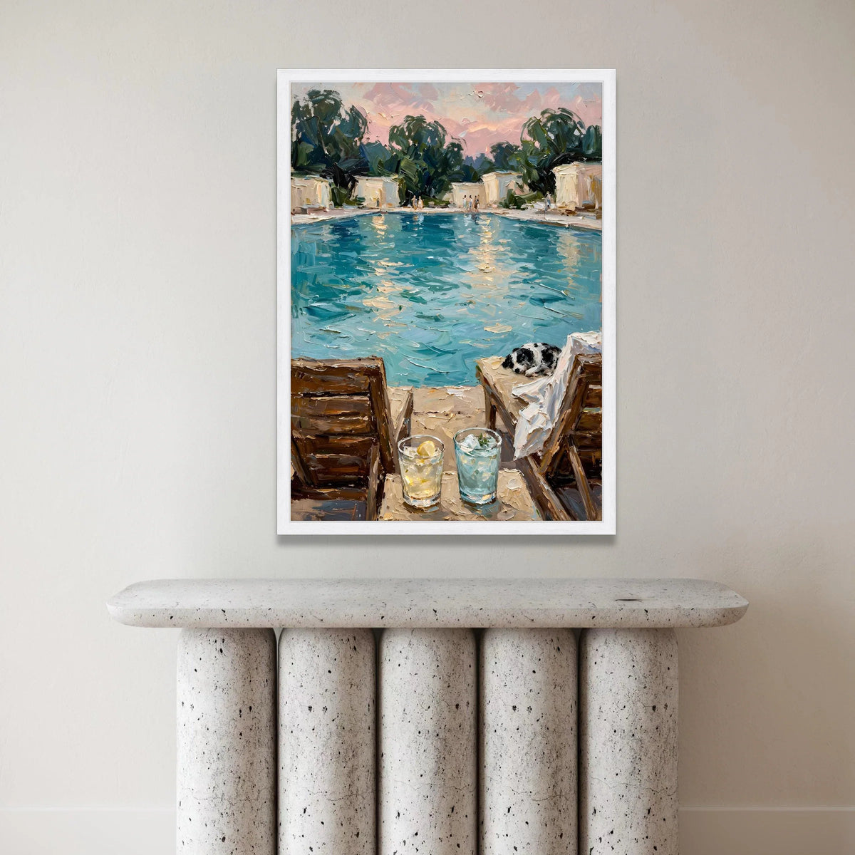 David Hockney Poolside View Canvas Wall Art, Summer Leisure Scene, Modern Impressionist Home Decor, Relaxing Outdoor Canvas Print Art