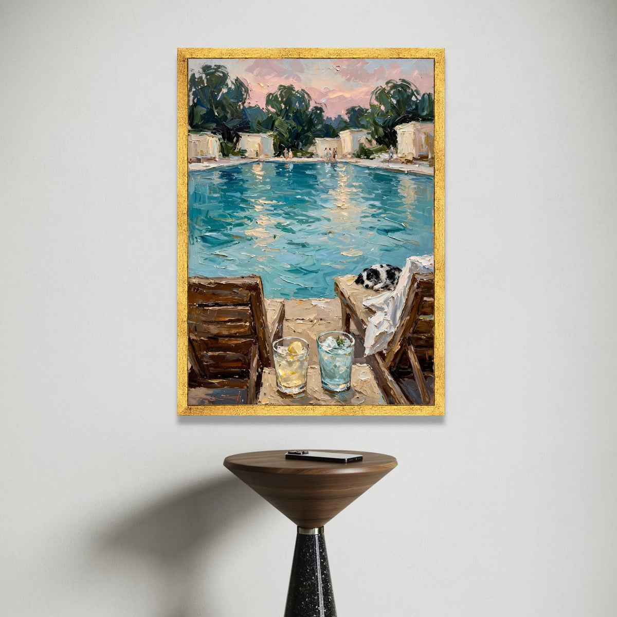 David Hockney Poolside View Canvas Wall Art, Summer Leisure Scene, Modern Impressionist Home Decor, Relaxing Outdoor Canvas Print Art